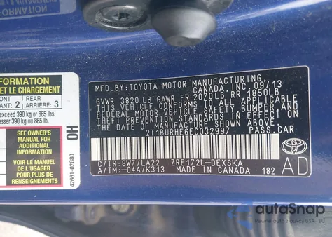 2014 Toyota Corolla S Premium from USA, damaged, VIN 2T1BURHE6EC032997